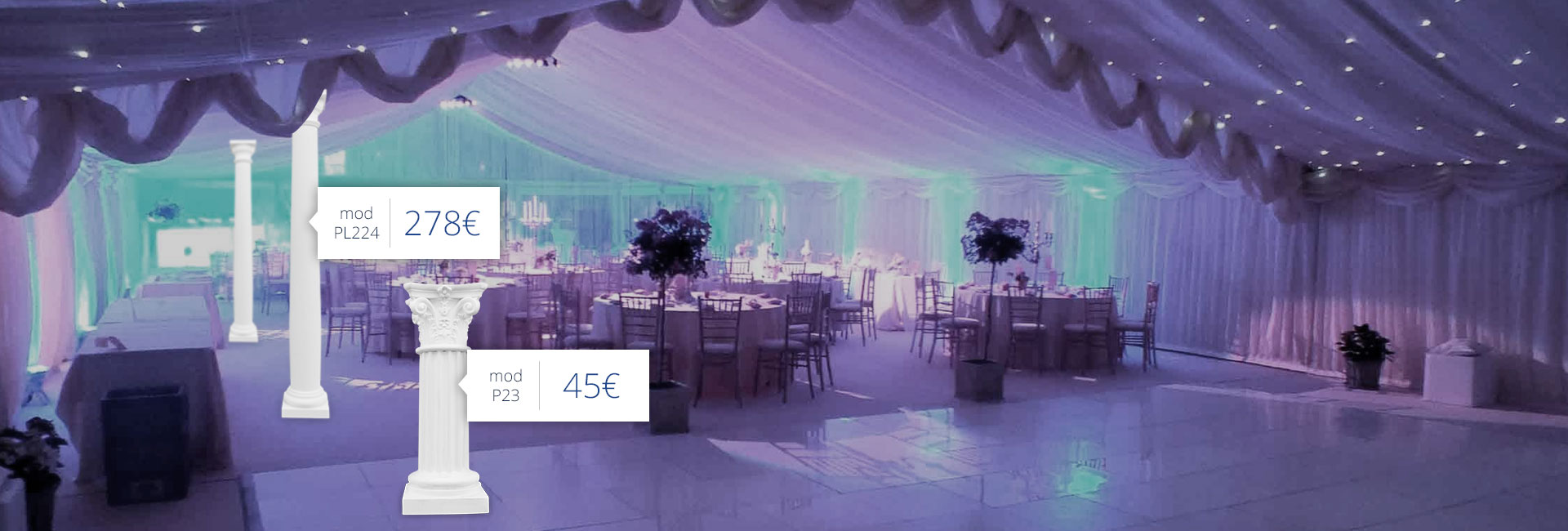 Colonne in PVC per allestimento locali